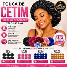 Kit Touca de Cetim Anti Frizz   6 ,12, 24, 36 Unids Cor Escolhida Atacado Revenda Day After Cabelos Cetim