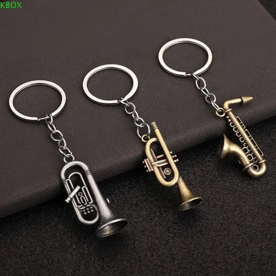 Chaveiro De Metal KBOX , Mini Instrumentos De Saxofone De Liga De Zinco , Três Tipos Brinquedos Pingente De Carro