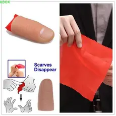 KBOX Dedo Polegar Ponta Presentes Do Miúdo Profissional Brinquedos Engraçados Seda Vermelha Mágicos Cachecol Disapper Ma
