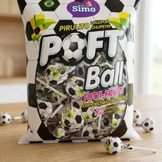 Pirulito Poft Ball Simonetto Bola Futebol Festa Copa Brasil 24 unidades 432g
