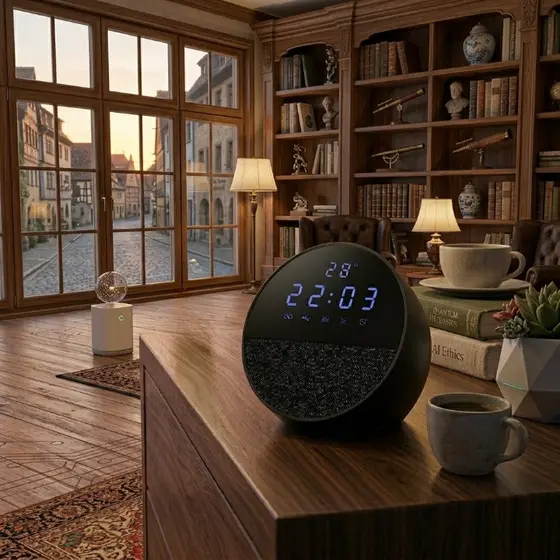 Caixa de Som Bluetooth 15W com Rádio FM Relógio Digital LED e Despertador UNIBOM