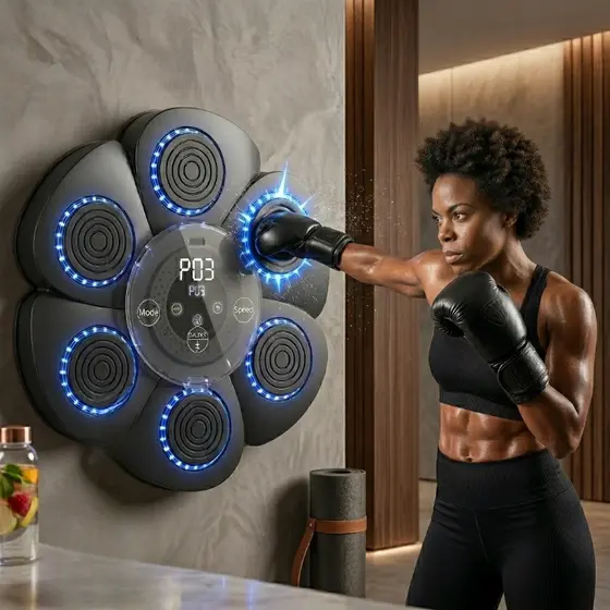 Máquina de Boxe Musical LED Bluetooth Recarregável Treino de Velocidade e Precisão UNIBOM