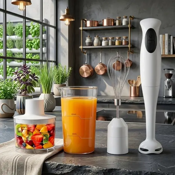 Mixer 3 em 1 Aço Inoxidável 300W Potente 127V Com Processador De Alimentos E Batedor De Claras UNIBOM