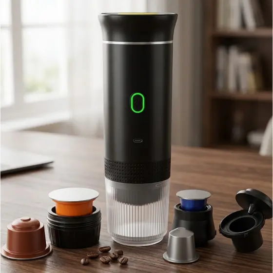 Mini Máquina de Café Portátil Compatível com Cápsulas e Café Moído 3 em 1 UNIBOM