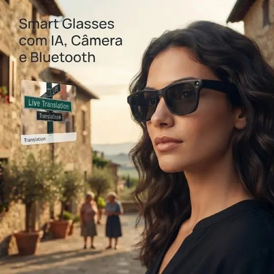 Óculos Inteligente XK One Pro Câmera HD 8MP IA Bluetooth Wi-Fi Lentes Fotocrômicas Open-Ear Unibom