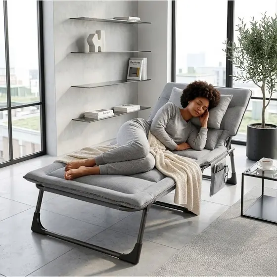 Cama Portátil Reclinável Dobrável 200kg Espreguiçadeira para Escritório Hospital e Camping UNIBOM