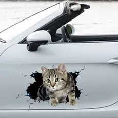 Adesivos De Gato 3D Para Carro  , Estilo Animal Em Adesivo De Rachadura , À Prova D'água