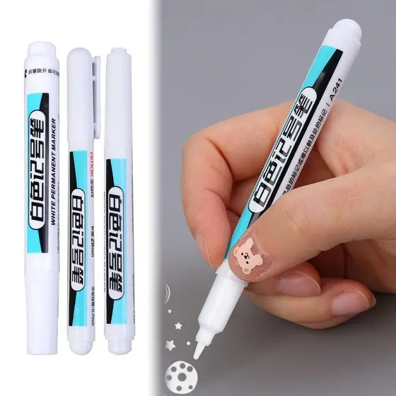 Caneta De Tinta Permanente Branca EOKDSAE , Canetas Marcadoras Brancas Não Fáceis De Desbotar De 0.7 Mm/1.0 . 2.5