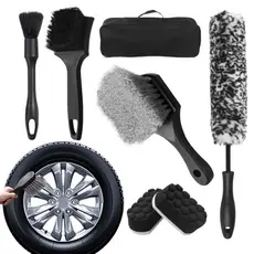 3/7 pcs Escova De Limpeza De Rodas , Cerdas Não Abrasivas Kit De Roda De Carro Com Cabo Confortável