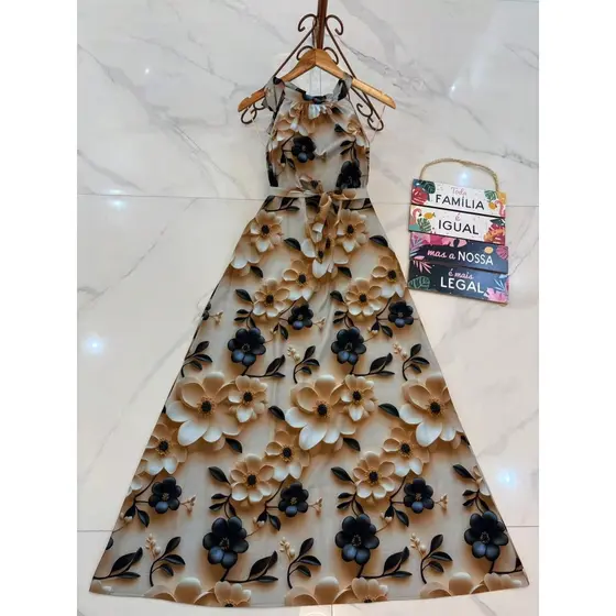 vestidos longo estampa 3d multicolorido novo modelo15-0045