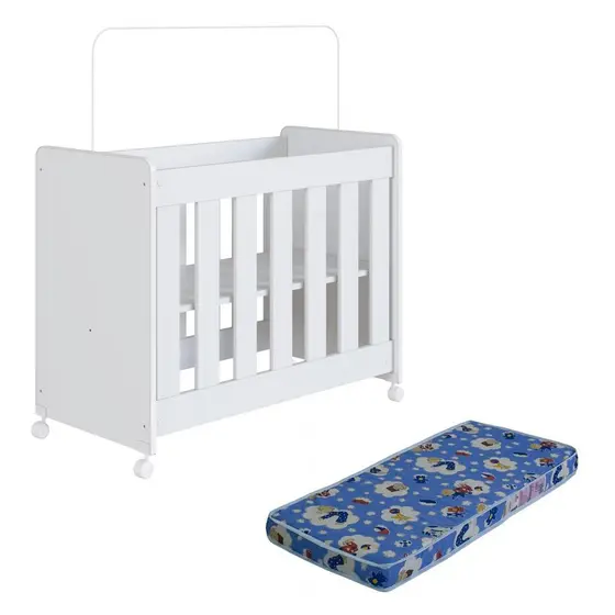Mini Berço Infantil Moisés Multifuncional 4 em 1 com Colchão e Rodas para Quarto de Bebê