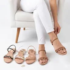 Sandália Rasteirinha com detalhes em Tranças Diversos Modelos Antiderrapante Ajustáveis
