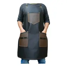 Avental Preto Couro Sintético Barbeiro Churrasqueiro Bartender