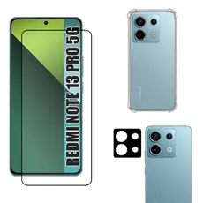 Kit Para Redmi Note 13 Pro 5G | Película de Vidro 3D - Capa Anti Shock - Película da Câmera 3D