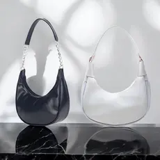 Kit 2 Bolsa Feminina Meia Lua de Corrente de Ombro Pequena Lisa de qualidade Envio