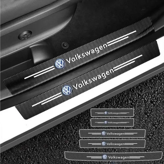 Adesivo Protetor De Fibra De Carbono Para Carro Protetora Soleira De Porta Película À Prova D'água Acessórios Volkswagen