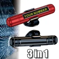 3 Em 1 Disjuntor De Janela De Carro Cortador De Cinto De Segurança Placa De Número De Telefone Mini Martelo Do Vidro Que