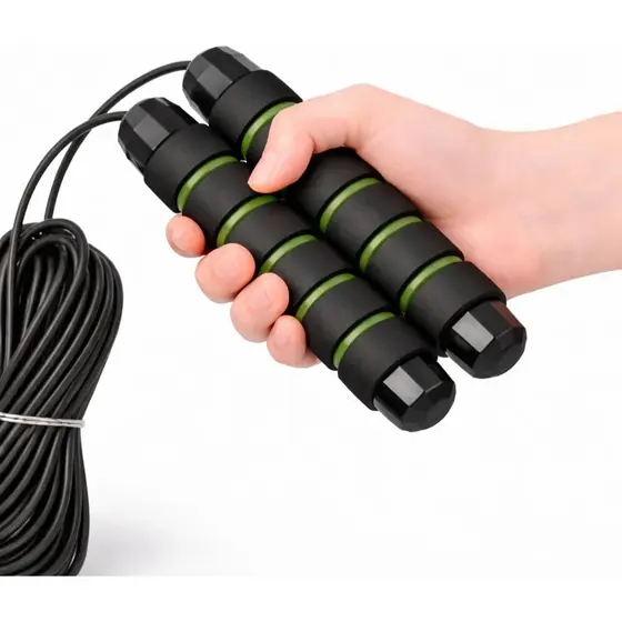 Corda de Pular Fitness Ajustável com Cabo PVC e Pegador Antiderrapante
