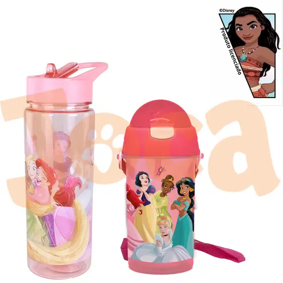 Garrafa Com Canudo Disney Princesas 500 E 650ml - Produto Licenciado