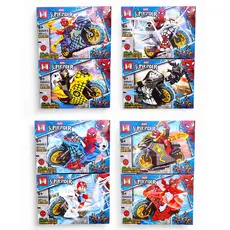 Kit 2 Blocos de Montar Motos Aranhas Super Heróis Divertidos