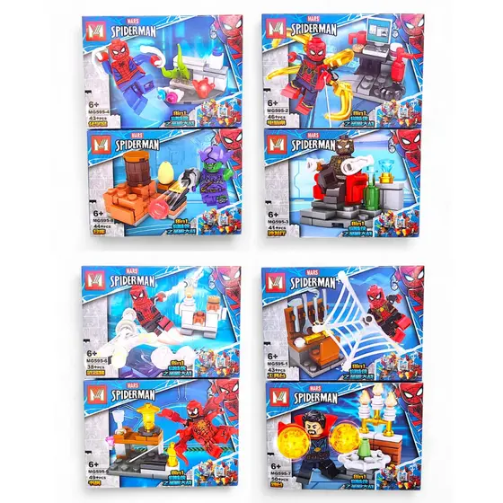 Kit 2 Blocos de Montar Aranhas Mini Figuras Heróis C/ Manual