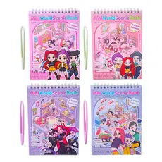 Kit 2 Cadernos Mini Cenários 3D Guerreiras Kpop Adesivos Divertidos