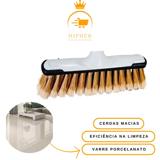 Vassoura varre Porcelanato - Cerdas Macias | Limpeza Segura em Pisos Delicados