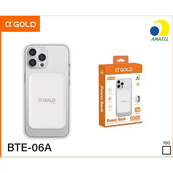 Carregador Portatil Power Bank Magnetico A'GOLD 5000 MAH