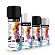 Tinta Spray Alta Temperatura Alumínio Branco Preto Fosco Brilhante Uso Geral 350ml Unipega
