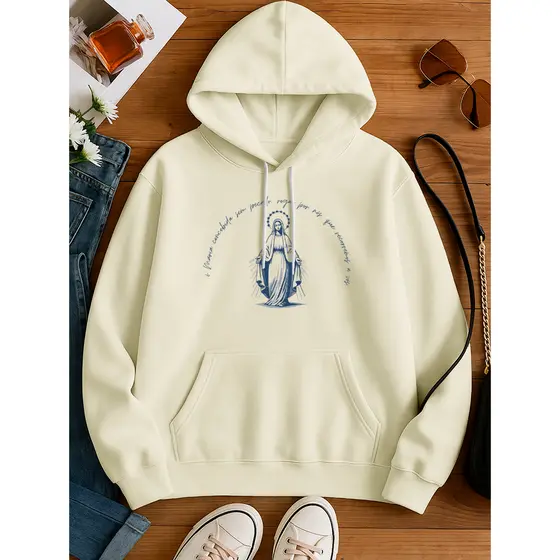 Blusa De Moletom Unissex Nossa Senhora Sem Pecado Confortavel Feminina Estampa Cristã