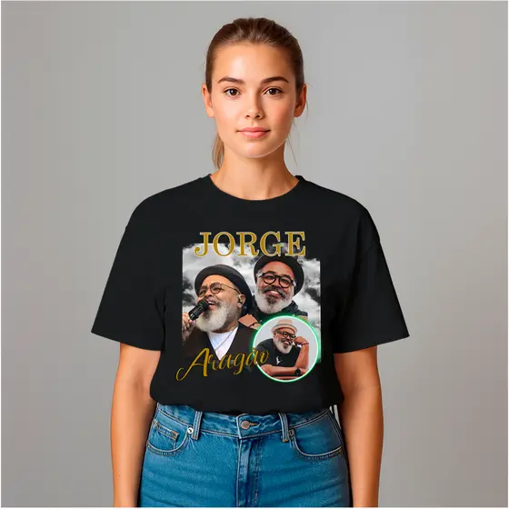 Camiseta Premium Jorge Aragão 100% Algodão Fio 30.1 Unissex Streetwear Casual Vintage