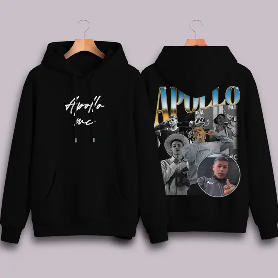 Moletom Apollo Unissex Streetwear P Sair e Para o Frio Apollo Mc Estampa Bootleg Em DTF
