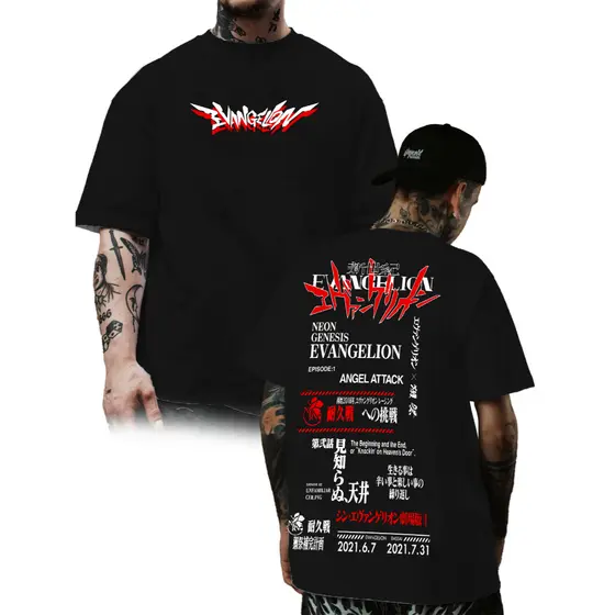 Camiseta Oversized Confortavel Evangelion Unissex 100% Algodão Tecido Leve E Respiravel Anime