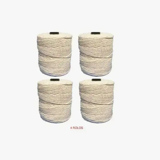 Kit 4 Barbantes Algodão Valtex 4/4 | 82m Cada | 200g | Cru | Alta Resistência e Durabilidade
