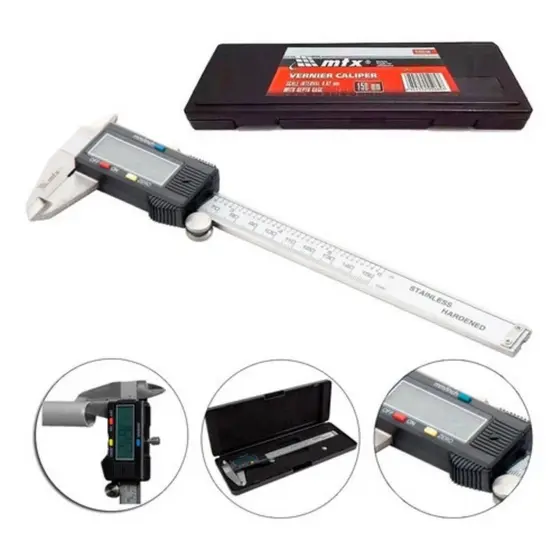 Paquímetro Digital MTX 150mm em Aço Inoxidável | Alta Precisão | Com Bateria e Estojo | Medição Profissional