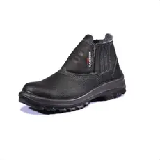 Botina de Segurança Cartom com Elástico | Couro Preto | Bico PVC | Solado Bidensidade | CA 15081