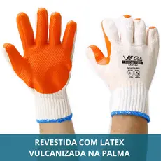 Kit 2 Pares Luva Emborrachada Orange Volk | Malha Vulcanizada Laranja | EPI Segurança | Tamanho G