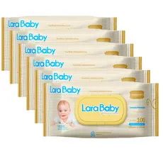 Kit C/6 Lenço Umedecido Lara Baby Premium 100 Unidades Total 600