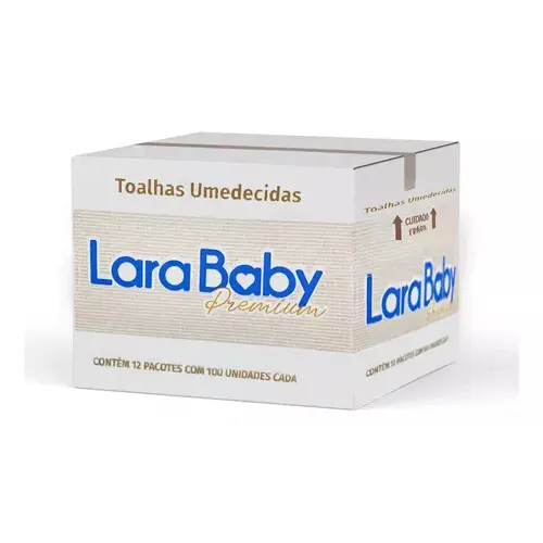 Caixa Fechada Kit C/24 Pacotes De Toalhas Umedecidas Lara Baby Premium - Total 2400 Unidades