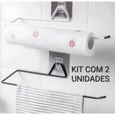 Kit Com 2 Porta Papel Toalha Suporte Adesivo De Parede