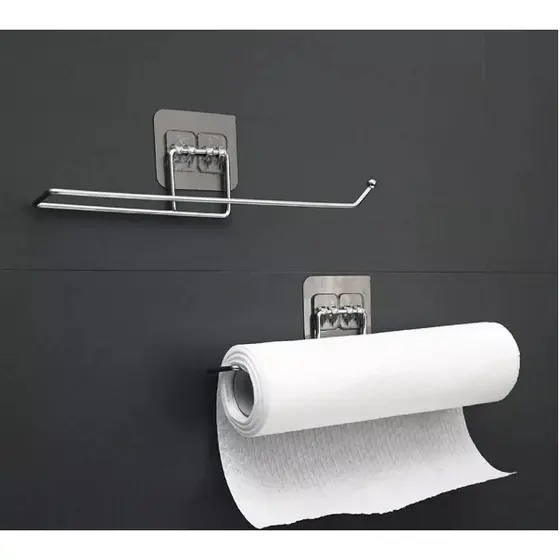 Porta Papel Toalha Suporte em Inox com Adesivo Para Cozinha