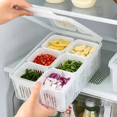 Caixa De Conservação 6 divisorias Transparente Para Geladeira Organizadores De Cozinha Alimentos