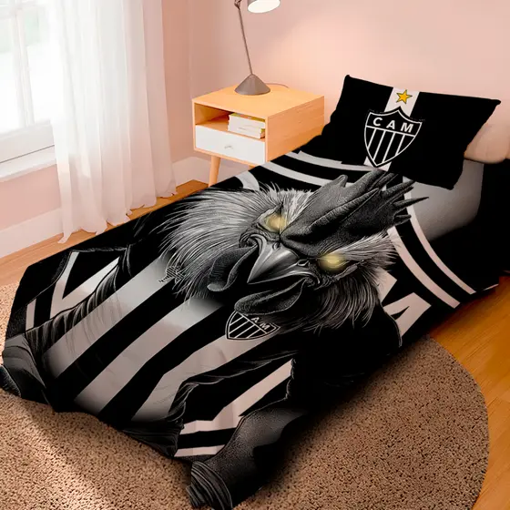 Lençol Cobre Leito Solteiro e Fronha Time Atletico Galo / Pronta entrega/ envio imediato