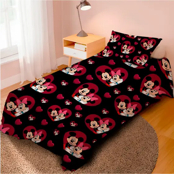 Lençol Cobre Leito Solteiro e Fronha MICKEY E MINNIE / Pronta entrega/ envio imediato