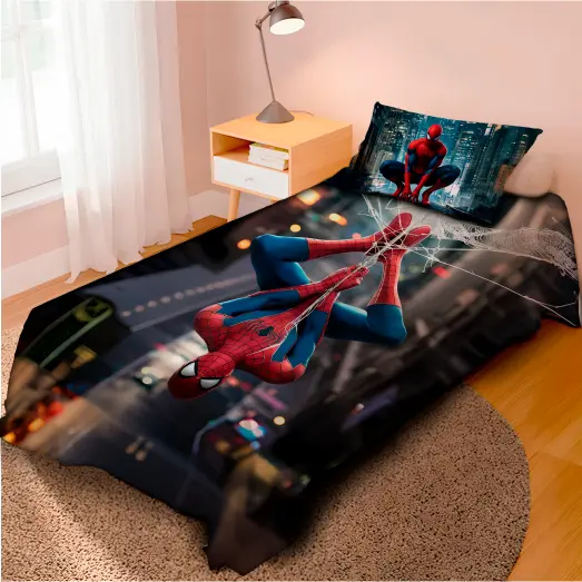 Lençol Cobre Leito Solteiro e Fronha Homem Aranha Teia / Pronta entrega/ envio imediato