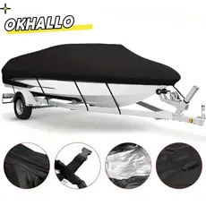 Capa Para Barco Iate OKHALLO , Preta De Lona Marinha De 11-22 Pés 210D , Acessórios Barcos Pesados