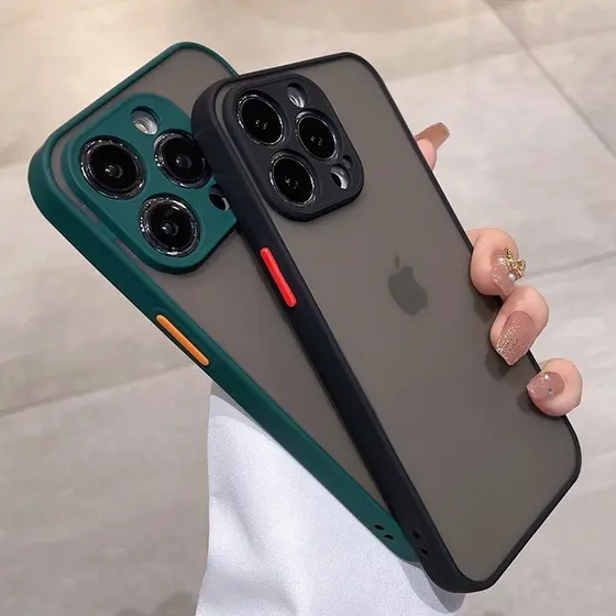 Armadura À Prova De Choque Fosco Acrílico Caso Para iPhone 16 15 14 13 12 11 Pro Max Luxo Silicone Pára-Choques Claro Ca