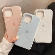 Capa Com Logotipo De Silicone Líquido , Veludo Embutido , Para iPhone Air 17 16 15 14 13 12 11 Pro Max , Macia Original