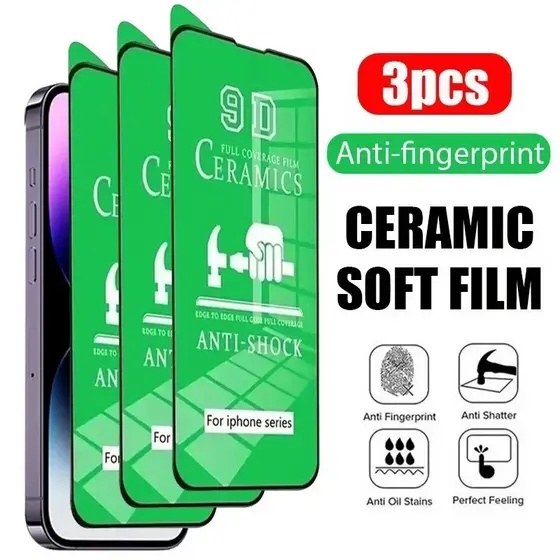 3/2/1PCS Filme Cerâmico Transparente Para iPhone Air 17 16 15 14 13 12 11 Pro Max Plus Protetor De Tela