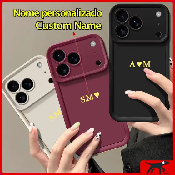 Capa De Letras Douradas Com Iniciais De Nome Personalizado Para iPhone Air 17 16 15 14 13 12 11 Pro Max